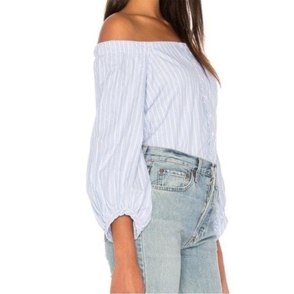 McGuire Revolve Navarte Off Shoulder
Gia Striped Blouse Blue White Size Small - Picture 1 of 13
